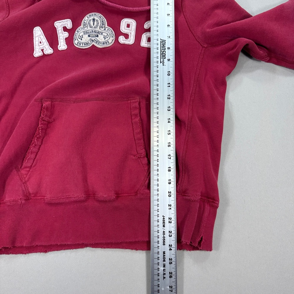 90s Abercrombie & Fitch Hoodie Men's Large Red AF 92 Streetwear Vintage Thrashed - Picture 8 of 10